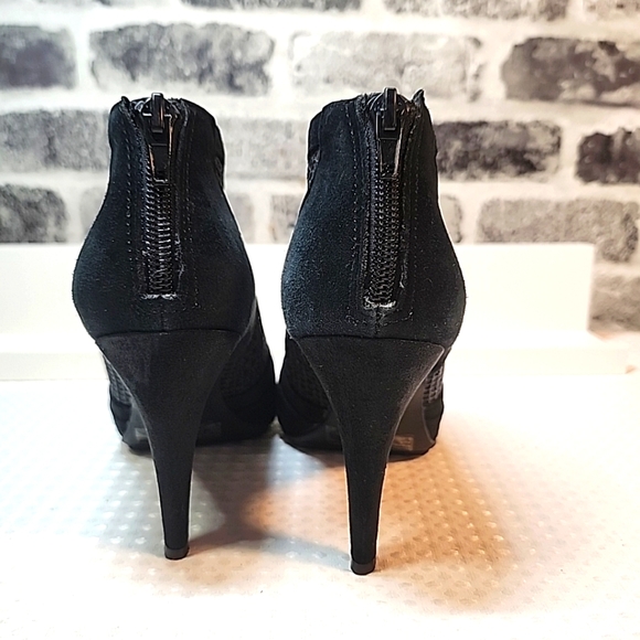 Alfani Womens Black Suede High Heel Bootie Size 6.5 Stiletto Witchy Mesh Shoetie - Picture 6 of 7